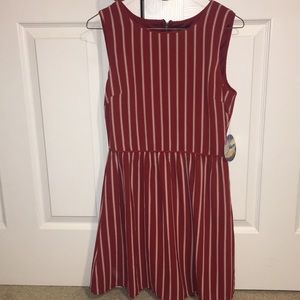 Red and cream striped dress